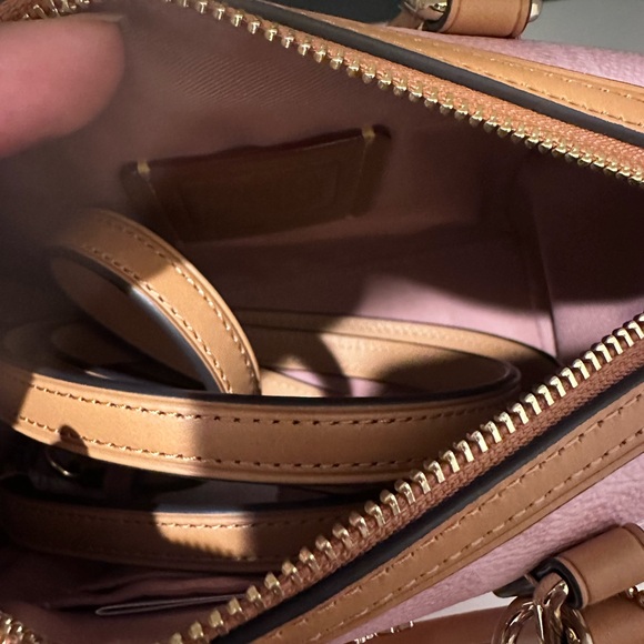 Coach Pink Signature Mini Satchel with Tan Trim and Gold Hardware - Picture 6 of 6